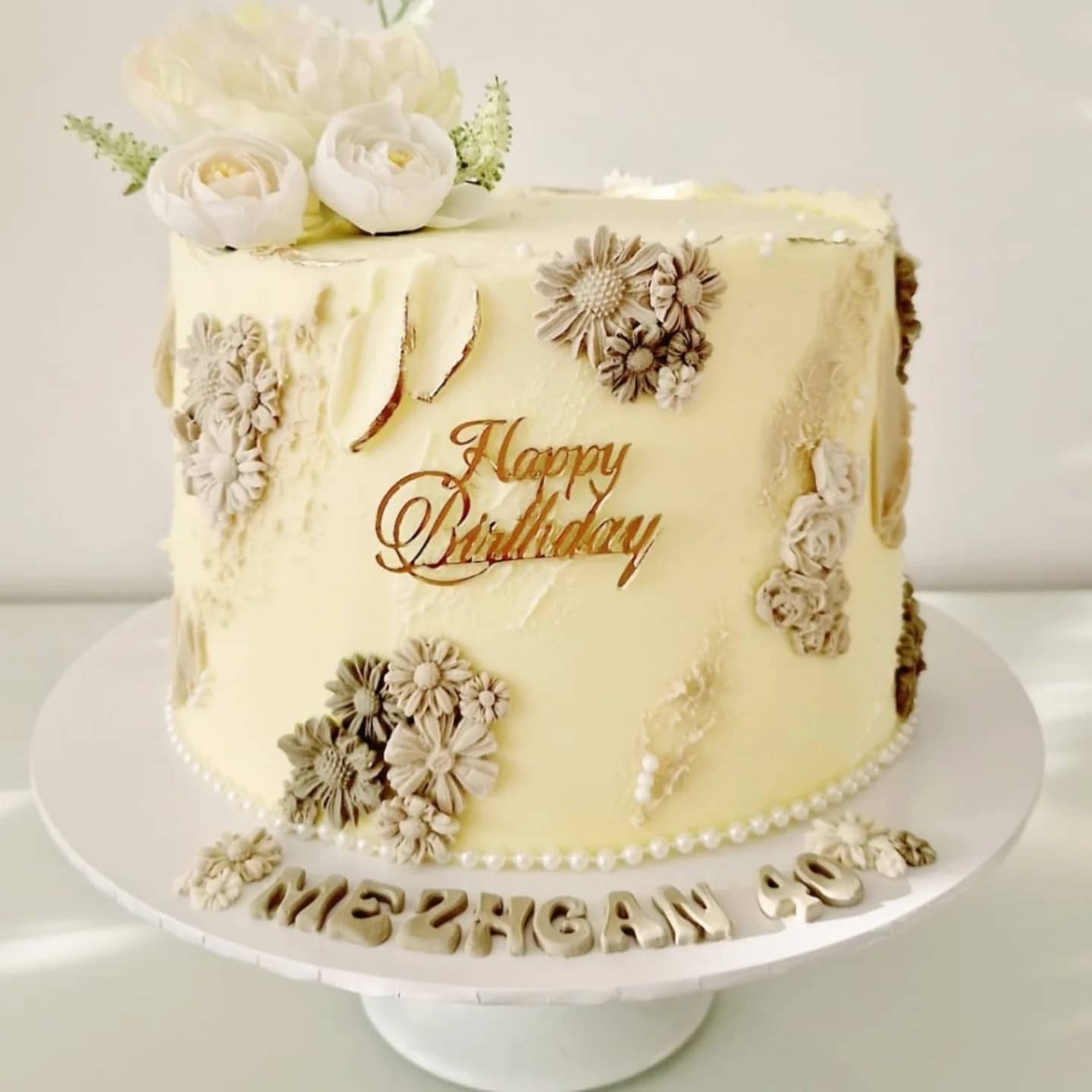 Sugar flower birthday cake