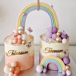 Twin Rainbow Celebration Cake